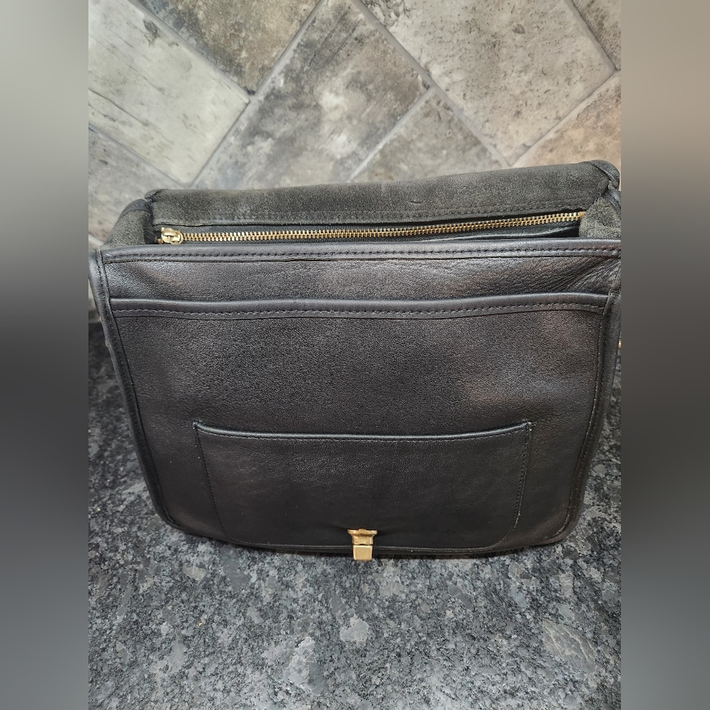 Vintage COACH Stewardess 9525 Brass Black Leather Crossbody Bag Costa Rica - Picture 12 of 16